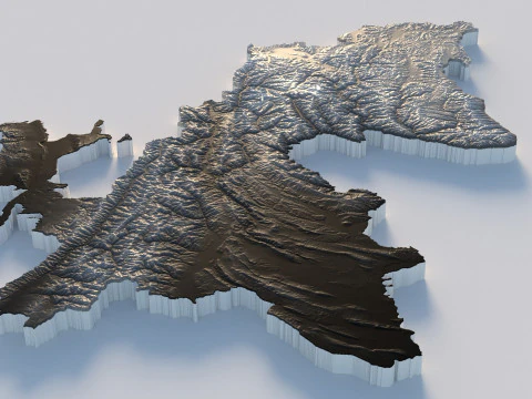 Tajikistan terrain map 3D Model