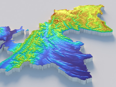 Tajikistan terrain map 3D Модель