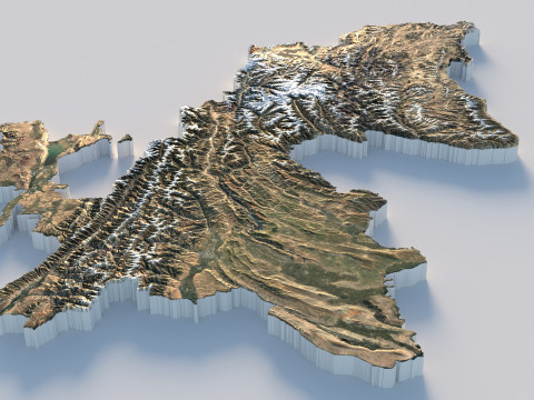 Tajikistan terrain map 3D Модель