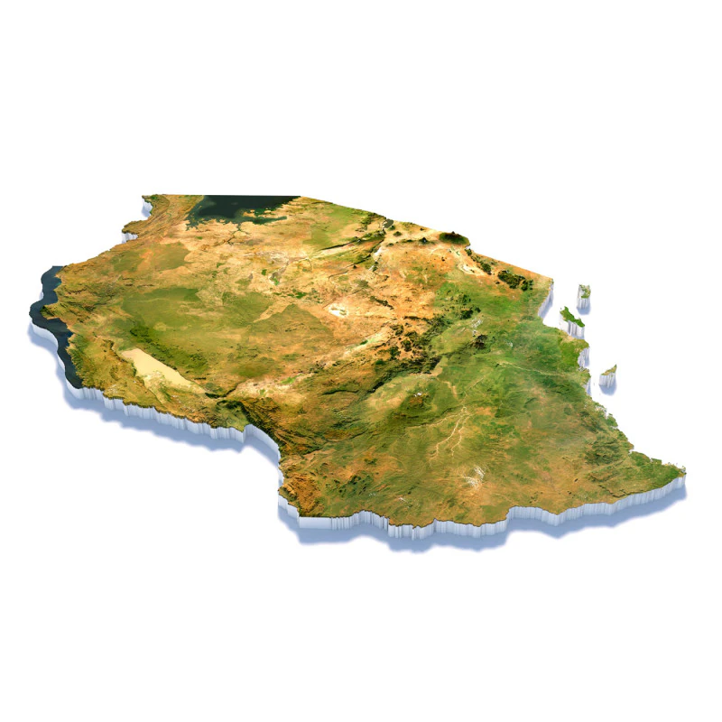 Tanzania terrain map 3D Model .c4d .max .obj .3ds .fbx .stl .blend