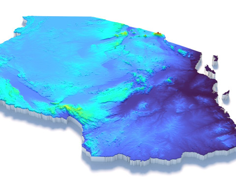 Tanzania terrain map 3D-Modell