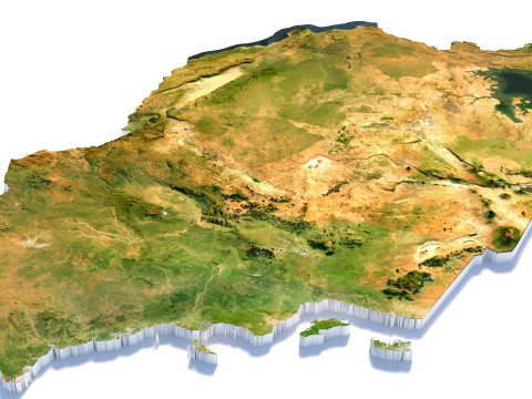 Tanzania terrain map 3D-Modell