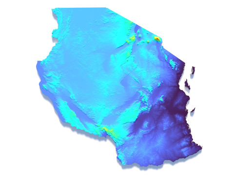 Tanzania terrain map 3D-Modell