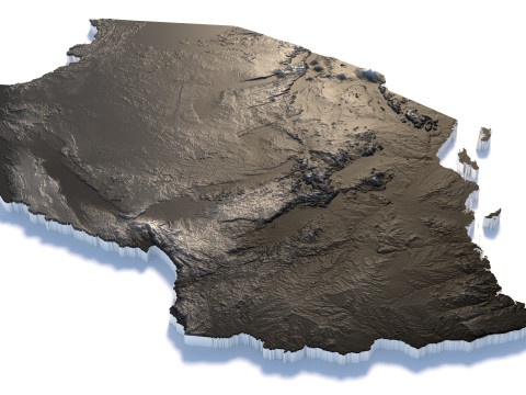 Tanzania terrain map 3D-Modell