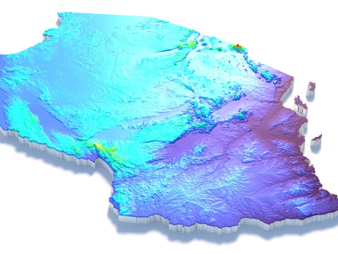 Tanzania terrain map 3D-Modell