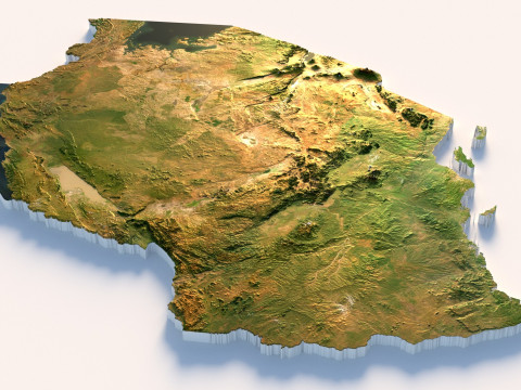 Tanzania terrain map 3D-Modell