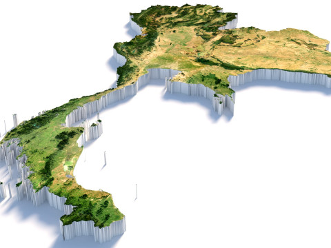 Thailand terrain map 3D Модель