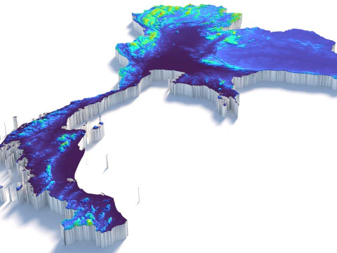 Thailand terrain map 3D Model