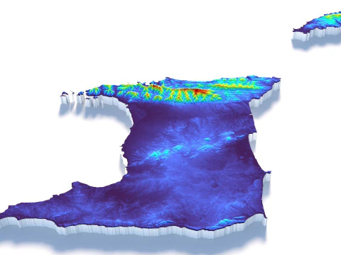 Trinidad and Tobago terrain map 3D Model