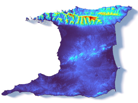 Trinidad and Tobago terrain map 3D 모델