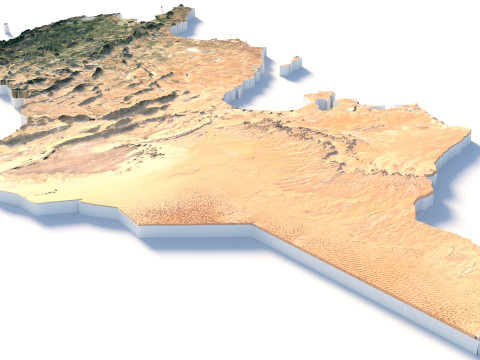 Tunisia terrain map 3D मॉडल