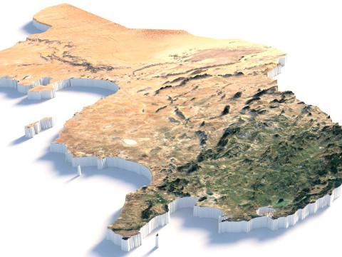 Tunisia terrain map 3D मॉडल
