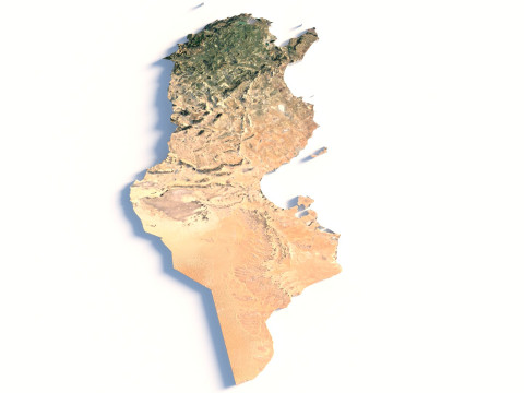 Tunisia terrain map 3D मॉडल