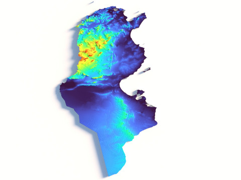 Tunisia terrain map 3D मॉडल