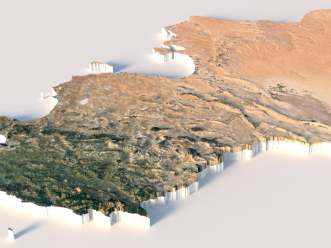 Tunisia terrain map 3D मॉडल