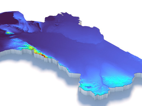 Turkmenistan terrain map 3D Model