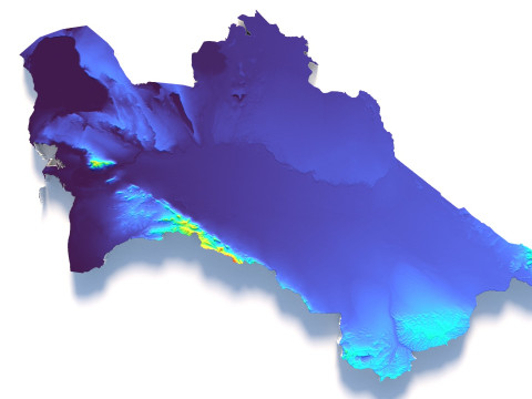 Turkmenistan terrain map 3D Model