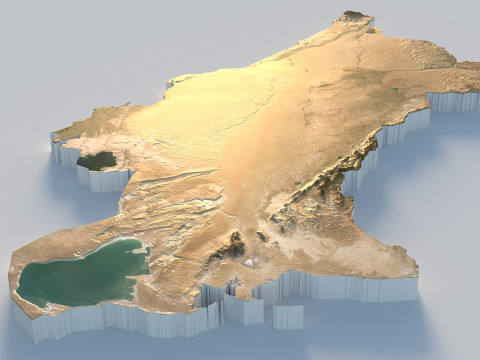 Turkmenistan terrain map 3D Model
