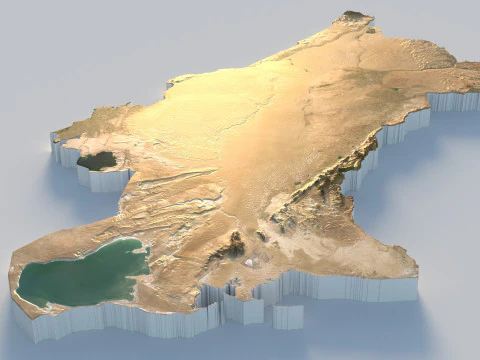 Turkmenistan terrain map 3D Model