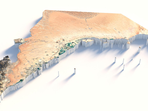 UAE terrain map 3D मॉडल