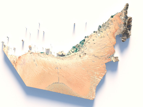 UAE terrain map 3D मॉडल