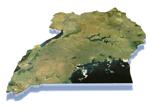 Uganda terrain map Modèle 3D