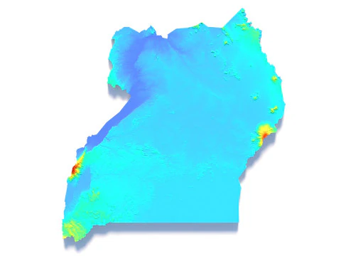 Uganda terrain map 3D Model
