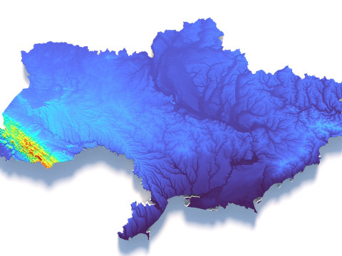 Ukraine terrain map Modelo 3D