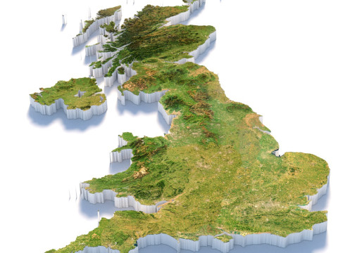 United Kingdom terrain map 3D मॉडल
