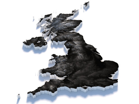 United Kingdom terrain map 3D-Modell