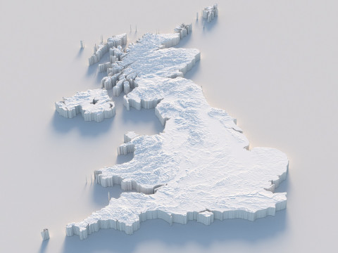 United Kingdom terrain map 3D-Modell