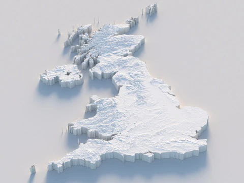 United Kingdom terrain map 3D Model