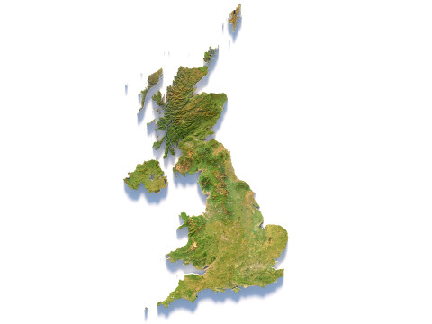 United Kingdom terrain map 3D-Modell