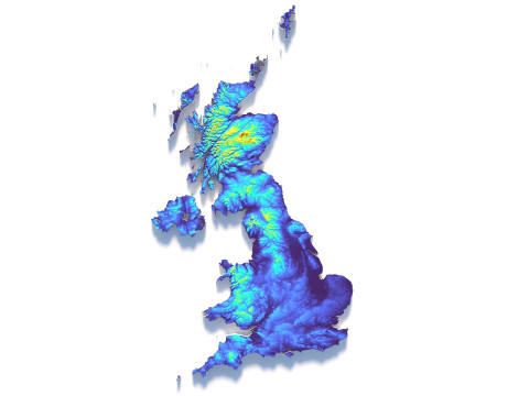 United Kingdom terrain map 3D-Modell