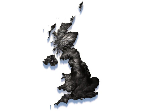 United Kingdom terrain map 3D Model