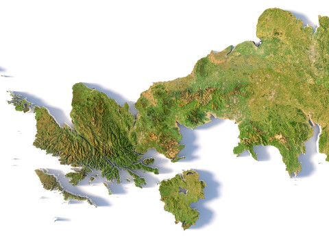 United Kingdom terrain map 3D-Modell