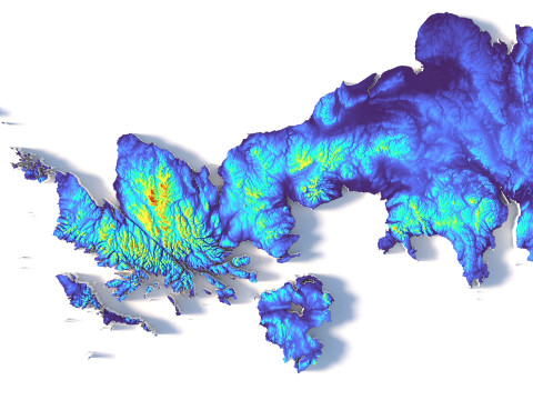United Kingdom terrain map 3D-Modell