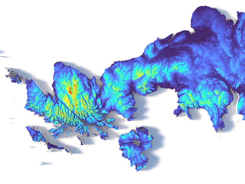 United Kingdom terrain map 3D Model