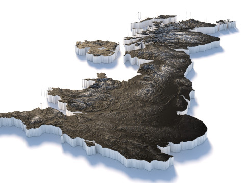 United Kingdom terrain map 3D-Modell