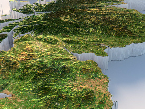 United Kingdom terrain map 3D-Modell
