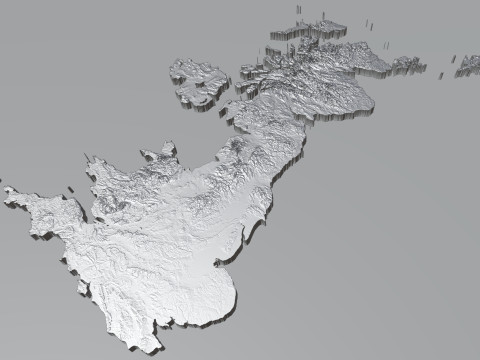 United Kingdom terrain map 3D-Modell