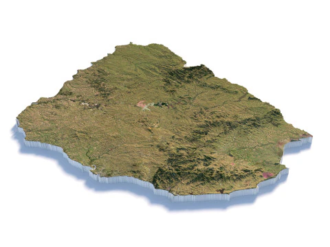 Uruguay terrain map 3D Model