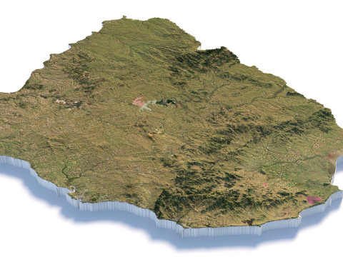 Uruguay terrain map Modèle 3D