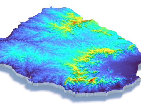 Uruguay terrain map Modèle 3D