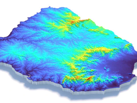 Uruguay terrain map 3D Model