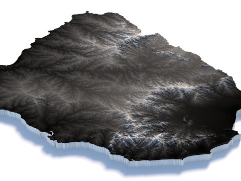 Uruguay terrain map Modèle 3D