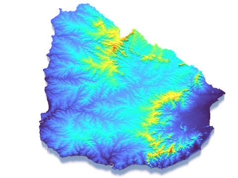 Uruguay terrain map Modèle 3D