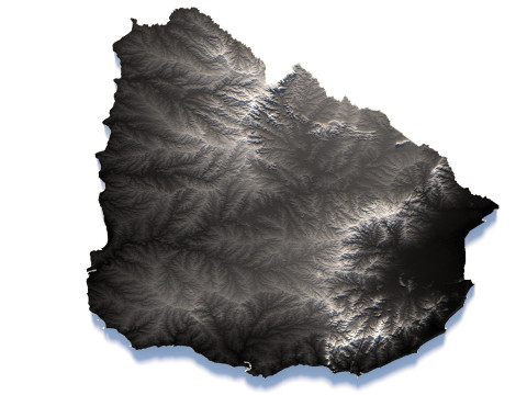 Uruguay terrain map Modèle 3D