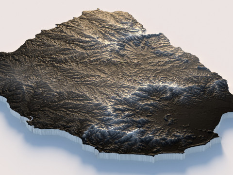 Uruguay terrain map Modèle 3D
