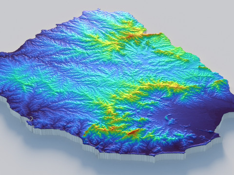 Uruguay terrain map Modèle 3D